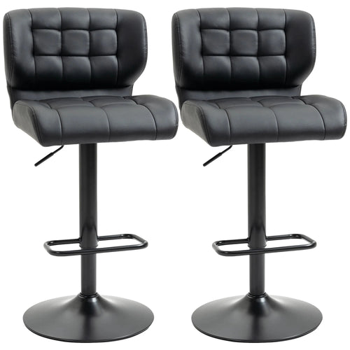 Aosom Bar Stool Swivel Faux Leather Adjustable Bar Stools (Set of 2) - Available in 6 Colours