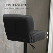 Aosom Bar Stool Swivel Faux Leather Adjustable Bar Stools (Set of 2) - Available in 6 Colours