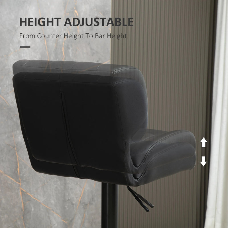 Aosom Bar Stool Swivel Faux Leather Adjustable Bar Stools (Set of 2) - Available in 6 Colours