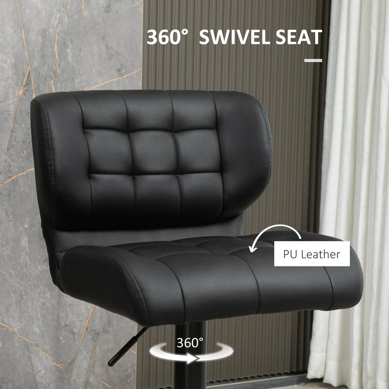 Aosom Bar Stool Swivel Faux Leather Adjustable Bar Stools (Set of 2) - Available in 6 Colours