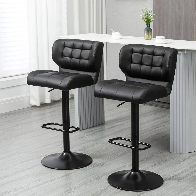 Aosom Bar Stool Swivel Faux Leather Adjustable Bar Stools (Set of 2) - Available in 6 Colours