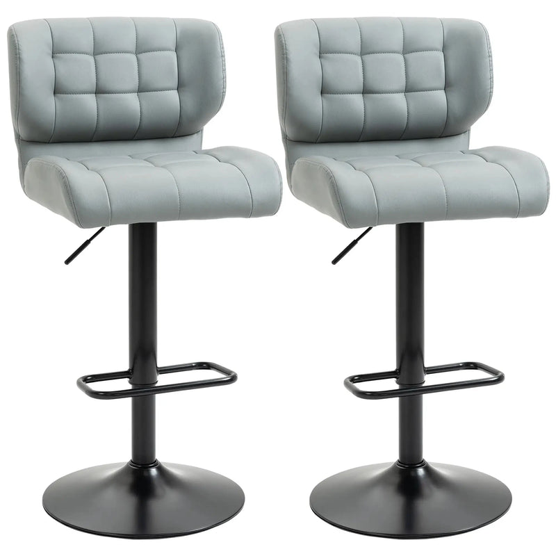 Aosom Bar Stool Swivel Faux Leather Adjustable Bar Stools (Set of 2) - Available in 6 Colours