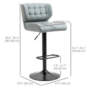 Aosom Bar Stool Swivel Faux Leather Adjustable Bar Stools (Set of 2) - Available in 6 Colours