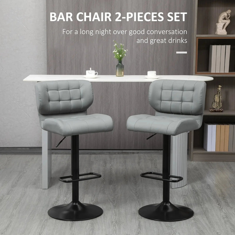 Aosom Bar Stool Swivel Faux Leather Adjustable Bar Stools (Set of 2) - Available in 6 Colours