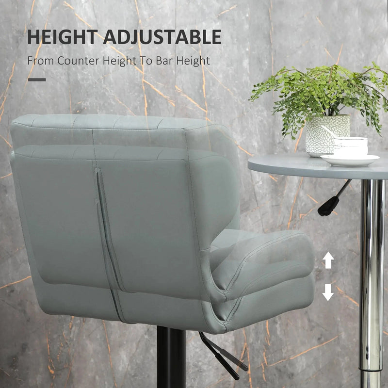 Aosom Bar Stool Swivel Faux Leather Adjustable Bar Stools (Set of 2) - Available in 6 Colours