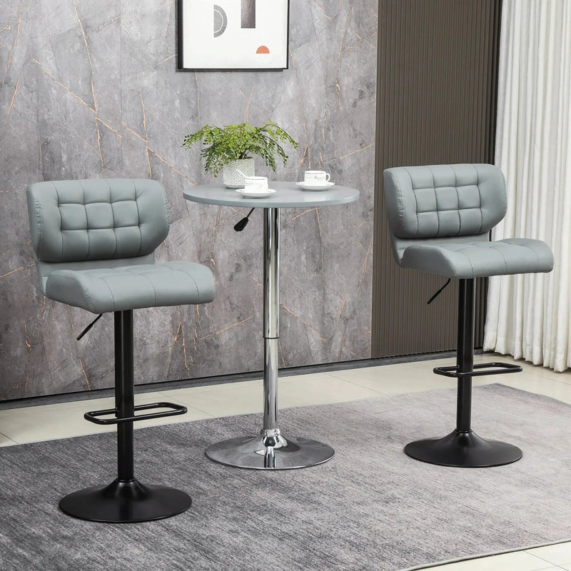 Aosom Bar Stool Swivel Faux Leather Adjustable Bar Stools (Set of 2) - Available in 6 Colours
