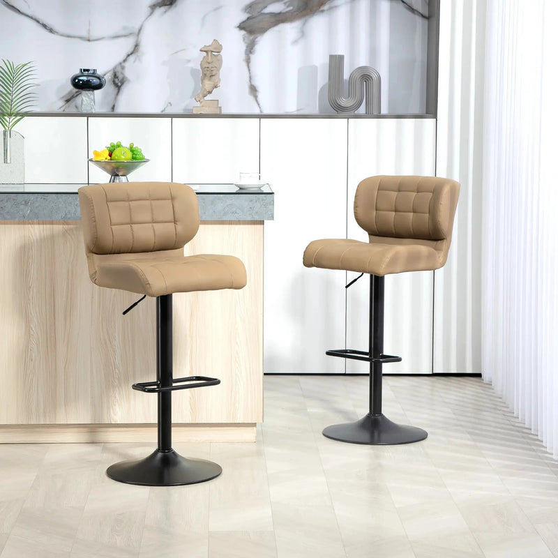 Aosom Bar Stool Swivel Faux Leather Adjustable Bar Stools (Set of 2) - Available in 6 Colours