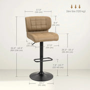 Aosom Bar Stool Swivel Faux Leather Adjustable Bar Stools (Set of 2) - Available in 6 Colours