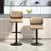 Aosom Bar Stool Swivel Faux Leather Adjustable Bar Stools (Set of 2) - Available in 6 Colours