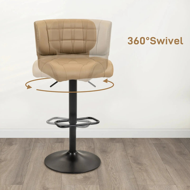 Aosom Bar Stool Swivel Faux Leather Adjustable Bar Stools (Set of 2) - Available in 6 Colours