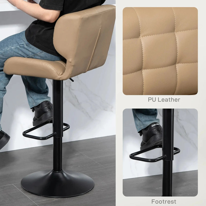 Aosom Bar Stool Swivel Faux Leather Adjustable Bar Stools (Set of 2) - Available in 6 Colours