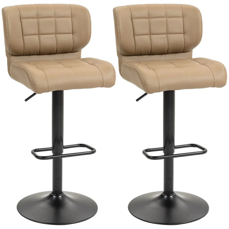 Aosom Bar Stool Swivel Faux Leather Adjustable Bar Stools (Set of 2) - Available in 6 Colours