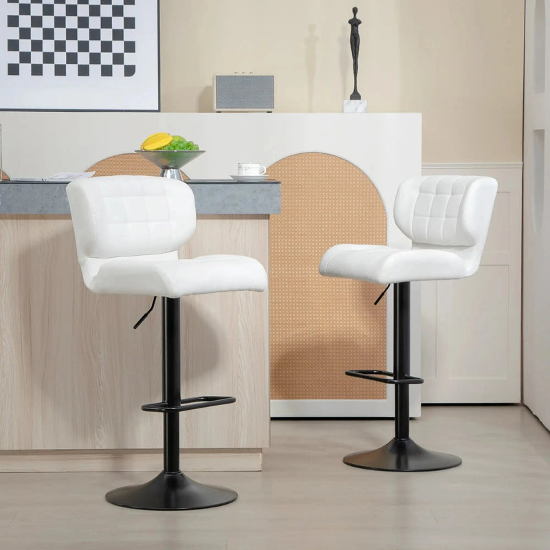 Aosom Bar Stool Swivel Faux Leather Adjustable Bar Stools (Set of 2) - Available in 6 Colours