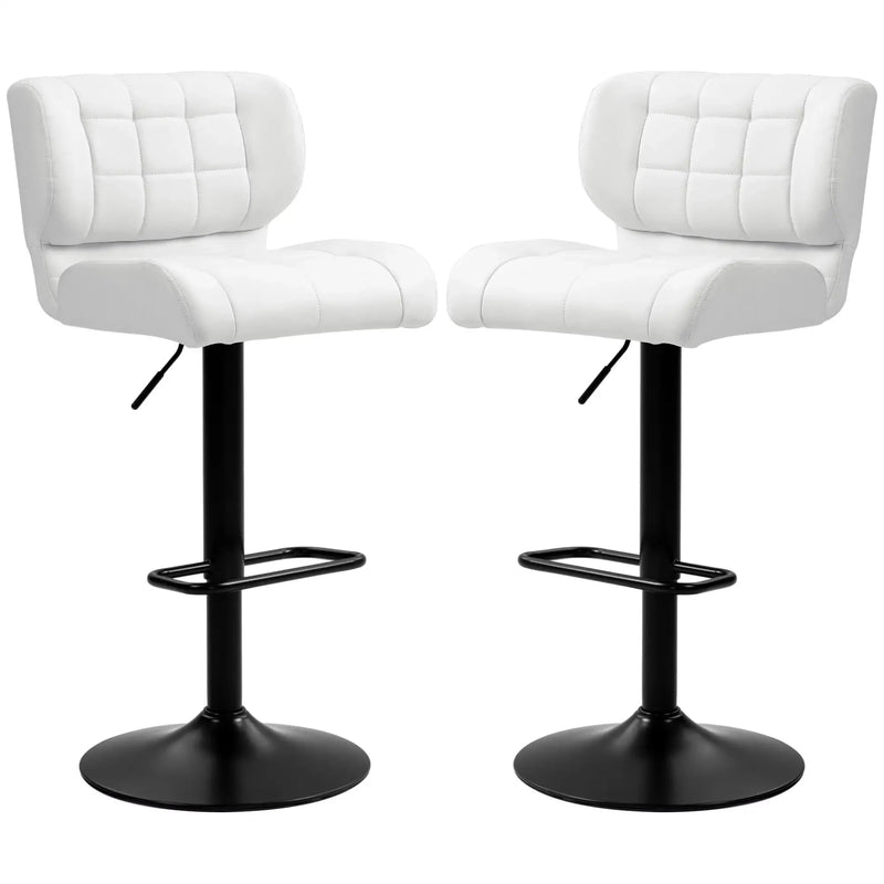 Aosom Bar Stool Swivel Faux Leather Adjustable Bar Stools (Set of 2) - Available in 6 Colours