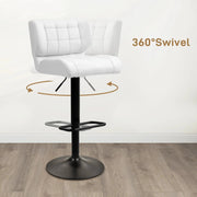Aosom Bar Stool Swivel Faux Leather Adjustable Bar Stools (Set of 2) - Available in 6 Colours