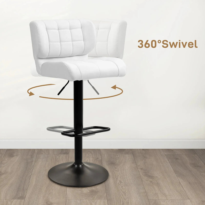 Aosom Bar Stool Swivel Faux Leather Adjustable Bar Stools (Set of 2) - Available in 6 Colours