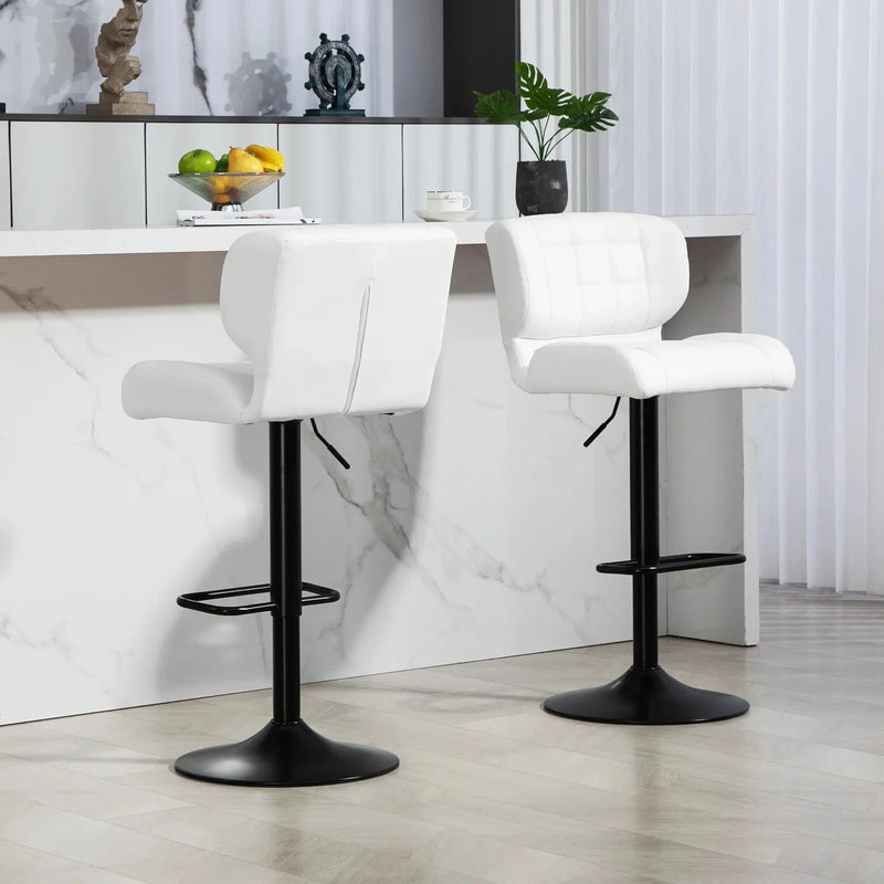Aosom Bar Stool Swivel Faux Leather Adjustable Bar Stools (Set of 2) - Available in 6 Colours