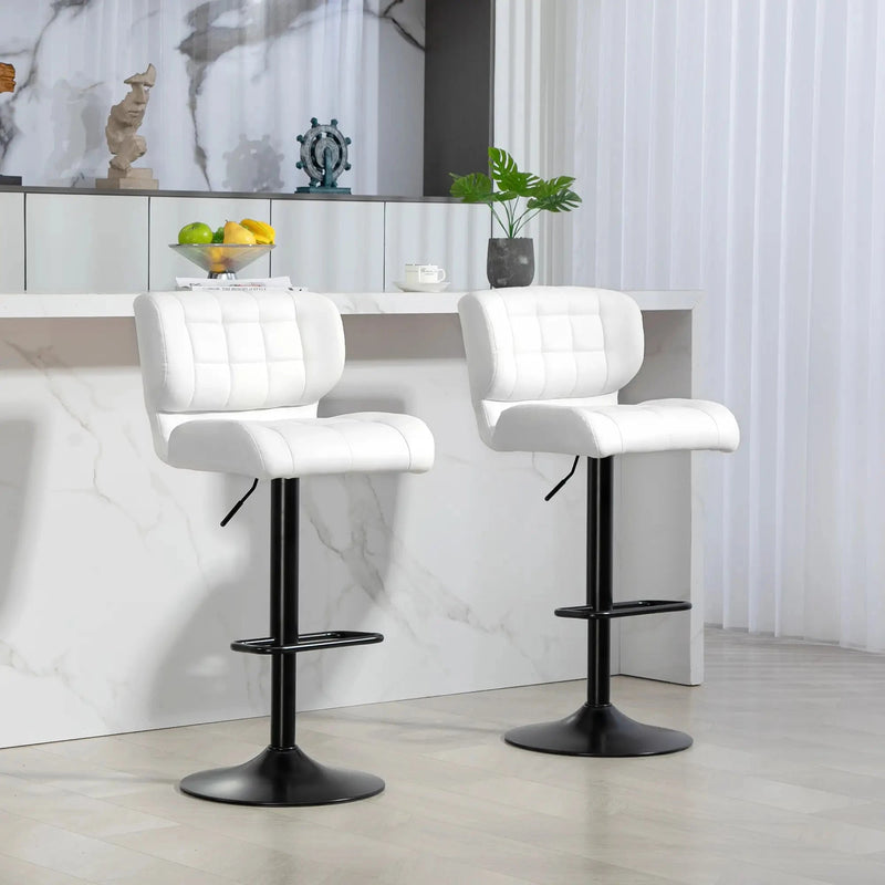 Aosom Bar Stool Swivel Faux Leather Adjustable Bar Stools (Set of 2) - Available in 6 Colours