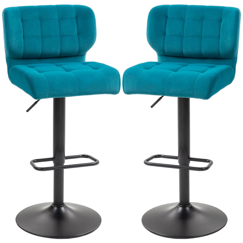 Aosom Bar Stool Swivel Faux Leather Adjustable Bar Stools (Set of 2) - Available in 6 Colours