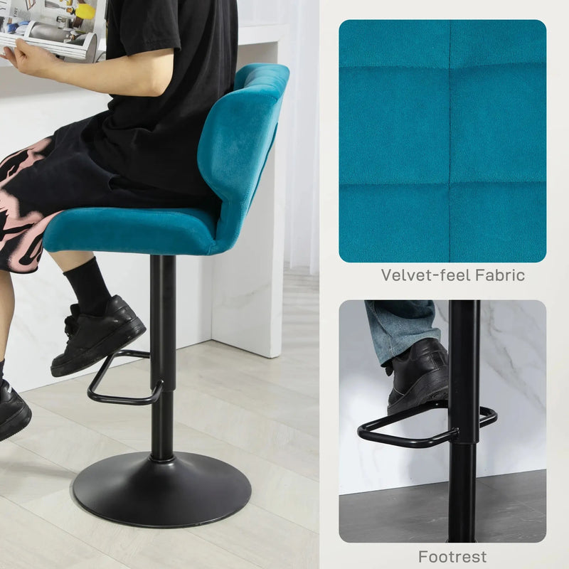 Aosom Bar Stool Swivel Faux Leather Adjustable Bar Stools (Set of 2) - Available in 6 Colours
