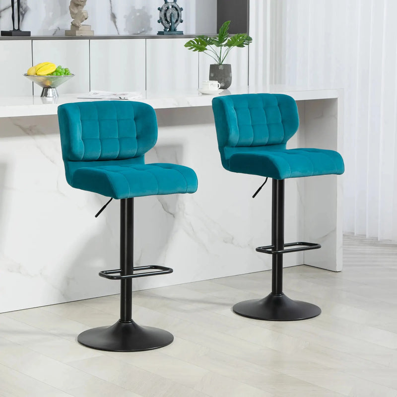 Aosom Bar Stool Swivel Faux Leather Adjustable Bar Stools (Set of 2) - Available in 6 Colours