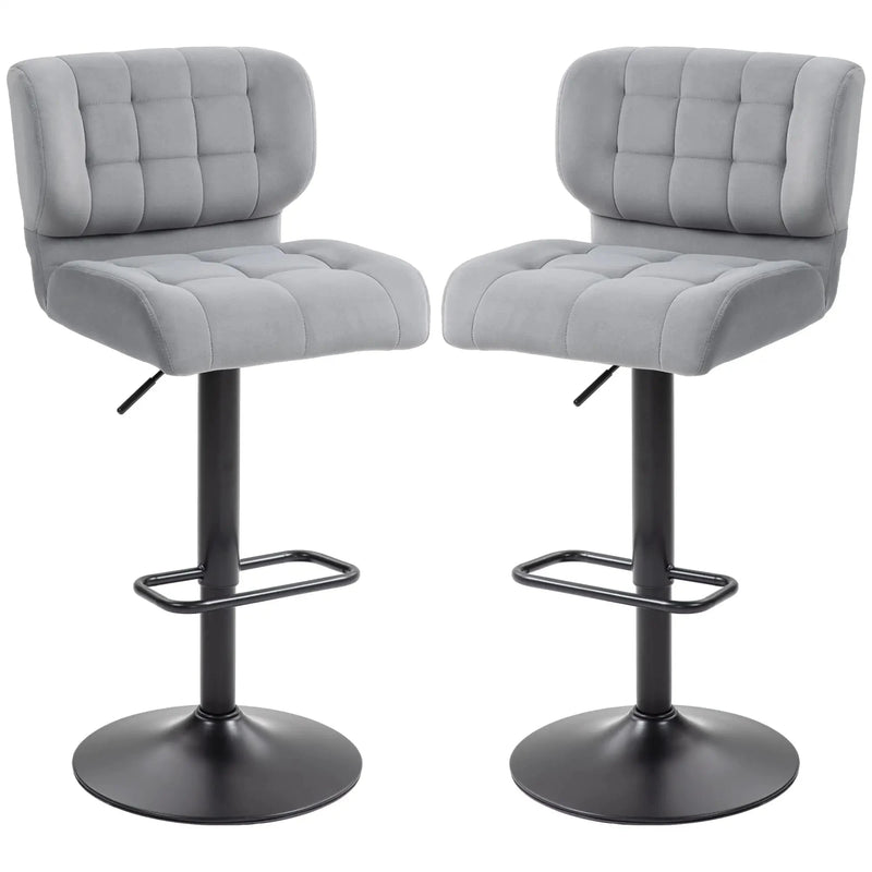 Aosom Bar Stool Swivel Faux Leather Adjustable Bar Stools (Set of 2) - Available in 6 Colours