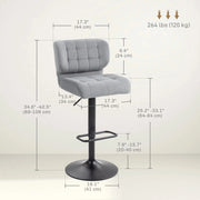 Aosom Bar Stool Swivel Faux Leather Adjustable Bar Stools (Set of 2) - Available in 6 Colours