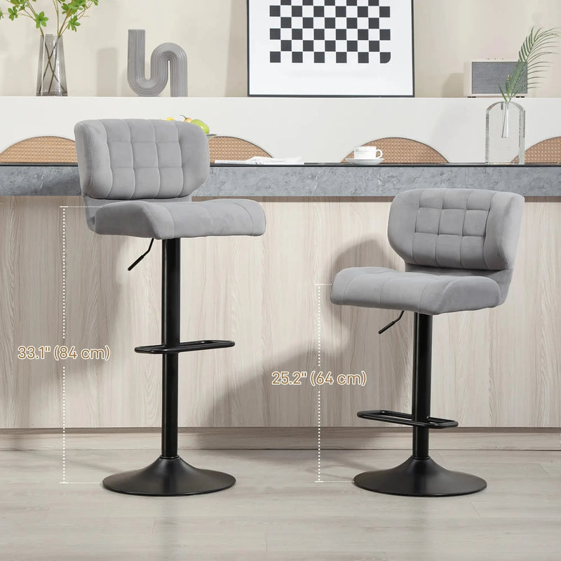 Aosom Bar Stool Swivel Faux Leather Adjustable Bar Stools (Set of 2) - Available in 6 Colours