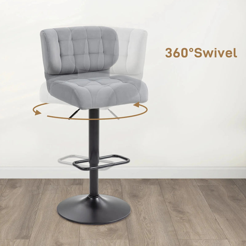 Aosom Bar Stool Swivel Faux Leather Adjustable Bar Stools (Set of 2) - Available in 6 Colours