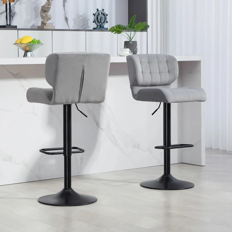 Aosom Bar Stool Swivel Faux Leather Adjustable Bar Stools (Set of 2) - Available in 6 Colours