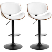 Aosom Bar Stool White Adjustable Bar Stools with Faux Leather (Set of 2) - Available in 2 Colours