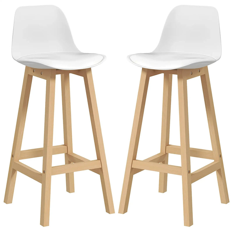 Aosom Bar Stool White Faux Leather Upholstered Bar Stools (Set of 2) - Available in 2 Colours