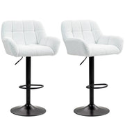 Aosom Bar Stool White Swivel Adjustable Bar Stools (Set of 2) With Faux Leather and Linen Touch Fabric - Available in 5 Colours