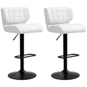 Aosom Bar Stool White Swivel Faux Leather Adjustable Bar Stools (Set of 2) - Available in 6 Colours
