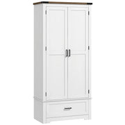 Aosom Cabinet 69" Tall Farmhouse Kitchen Pantry Cabinet with 2 Doors in Drawer and Adjustable Shelves in White