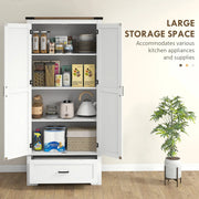 Aosom Cabinet 69" Tall Farmhouse Kitchen Pantry Cabinet with 2 Doors in Drawer and Adjustable Shelves in White