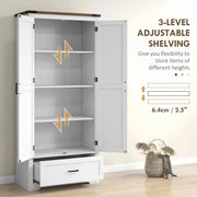 Aosom Cabinet 69" Tall Farmhouse Kitchen Pantry Cabinet with 2 Doors in Drawer and Adjustable Shelves in White