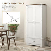 Aosom Cabinet 69" Tall Farmhouse Kitchen Pantry Cabinet with 2 Doors in Drawer and Adjustable Shelves in White