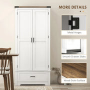 Aosom Cabinet 69" Tall Farmhouse Kitchen Pantry Cabinet with 2 Doors in Drawer and Adjustable Shelves in White