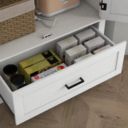 Aosom Cabinet 69" Tall Farmhouse Kitchen Pantry Cabinet with 2 Doors in Drawer and Adjustable Shelves in White