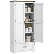 Aosom Cabinet 69" Tall Farmhouse Kitchen Pantry Cabinet with 2 Doors in Drawer and Adjustable Shelves in White