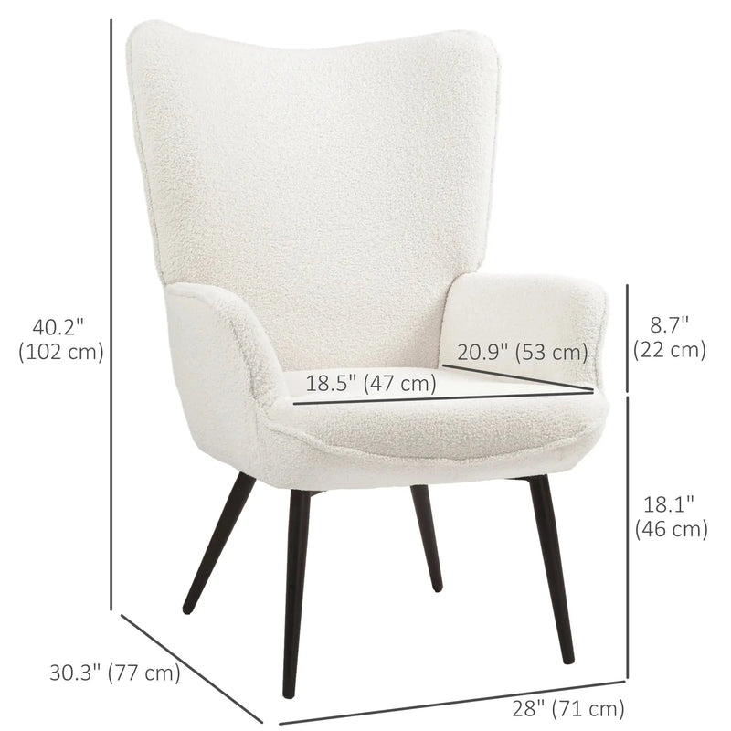 Aosom Chair Accent Upholstered Wingback Chair - Available in 2 Colours