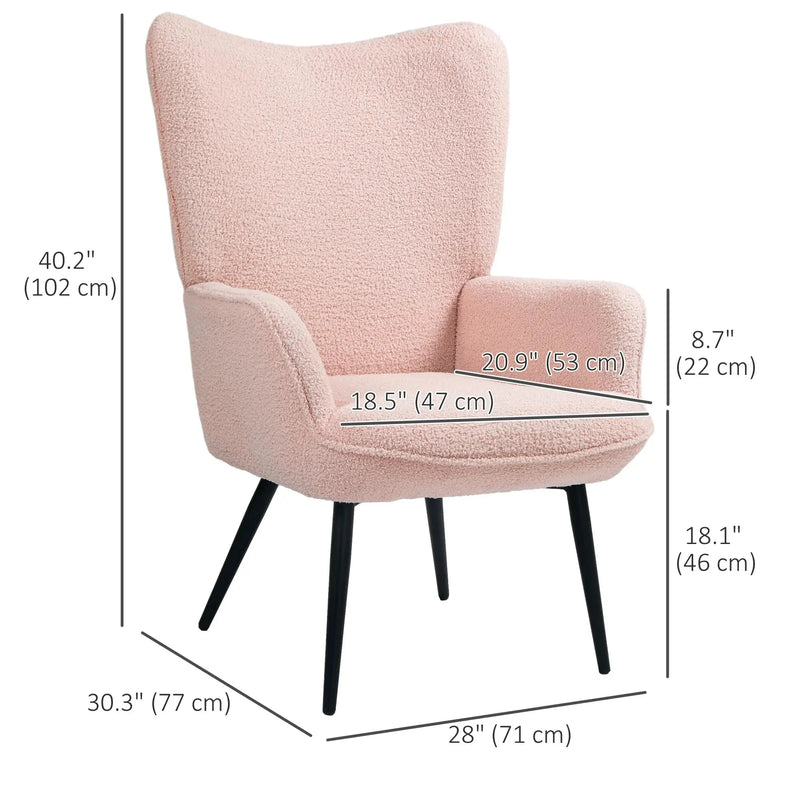 Aosom Chair Accent Upholstered Wingback Chair - Available in 2 Colours