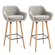 Aosom Chair Beige Modern Bar Stools (Set of 2) with Linen Fabric - Available in 2 Colours