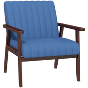 Aosom Chair Blue Modern Upholstered Chair with Wood Legs - Available in 3 Colours