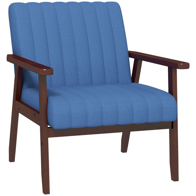 Aosom Chair Blue Modern Upholstered Chair with Wood Legs - Available in 3 Colours