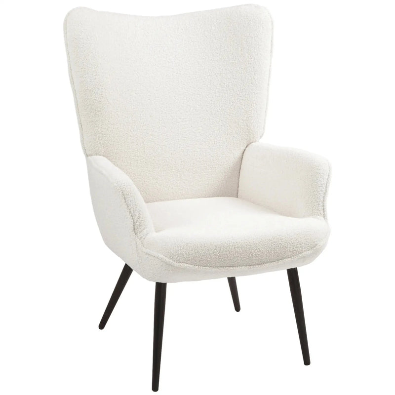 Aosom Chair Cream White / Black Accent Upholstered Wingback Chair - Available in 2 Colours