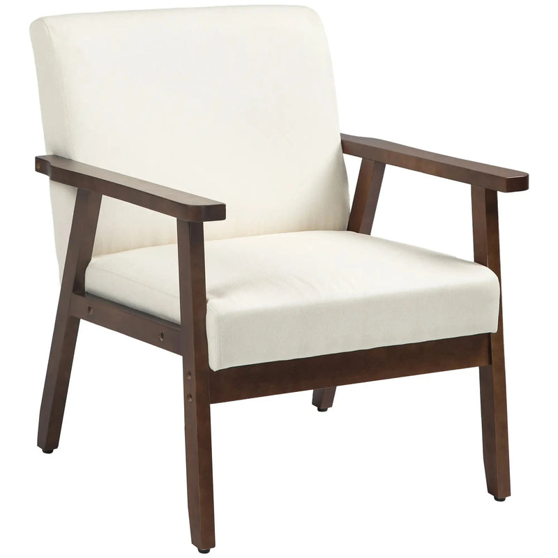 Aosom Chair Cream White Modern Upholstered Chair with Wood Legs - Available in 3 Colours