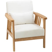 Aosom Chair Cream White Upholstered Lounge Chair with Rubber Wood Frame Throw Pillows and Comfortable Cushion - Available in 2 Colours