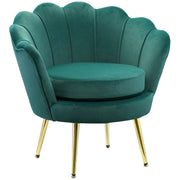 Aosom Chair Dark Green Modern Chair with Velvet-Touch Fabric and Gold Metal Legs - Available in 5 Colours